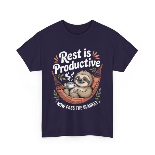 Burnout Rest Is Productive Sloth Tea Anti Hustle Mental Health Self Care Aesthetic Cozy Unisex Heavy Cotton Tee - Image 3