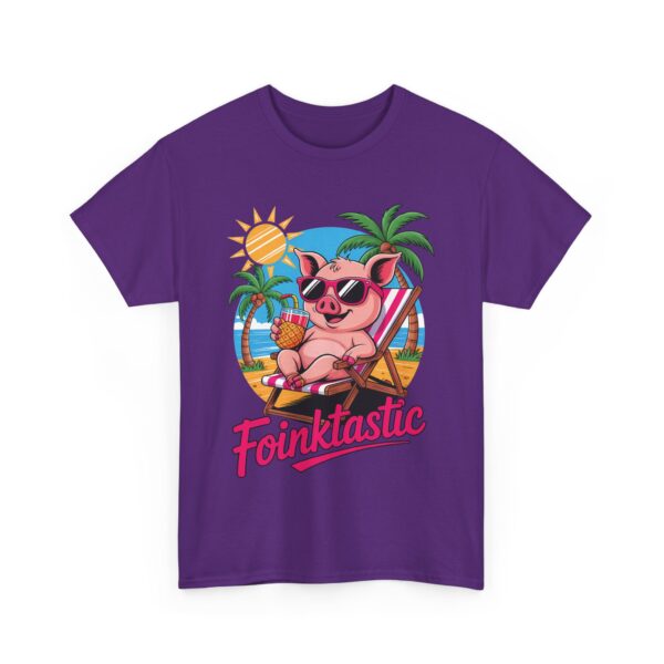 Foinktastic Funny Pig Beach Summer Vacation Palm Sun Animal Pun Design Unisex Heavy Cotton Tee - Image 3