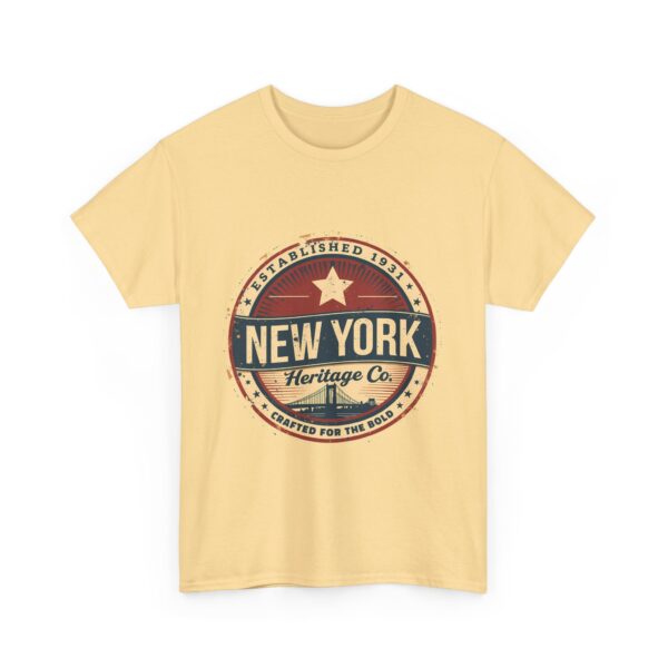 New York Heritage Co Vintage Badge Brooklyn Bridge Americana Style Design Unisex Heavy Cotton Tee - Image 5