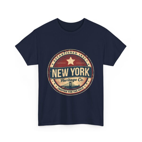 New York Heritage Co Vintage Badge Brooklyn Bridge Americana Style Design Unisex Heavy Cotton Tee - Image 6