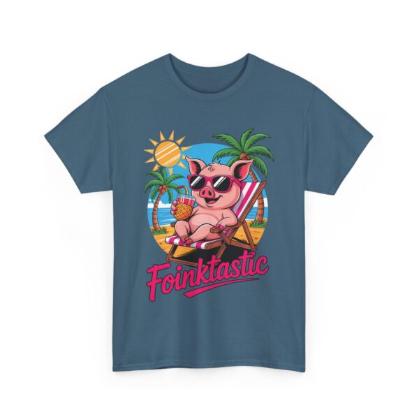Foinktastic Funny Pig Beach Summer Vacation Palm Sun Animal Pun Design Unisex Heavy Cotton Tee - Image 9