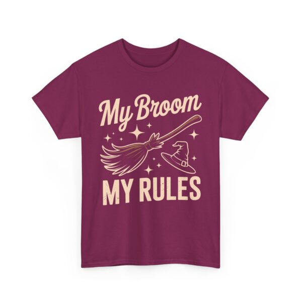 My Broom My Rules Witch Humor Hat Broomstick Stars Unisex Heavy Cotton Tee - Image 6