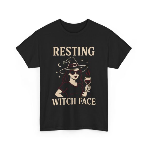 Resting Witch Face Funny Wine Witch Humor Sarcastic Vibes Design Unisex Heavy Cotton Tee