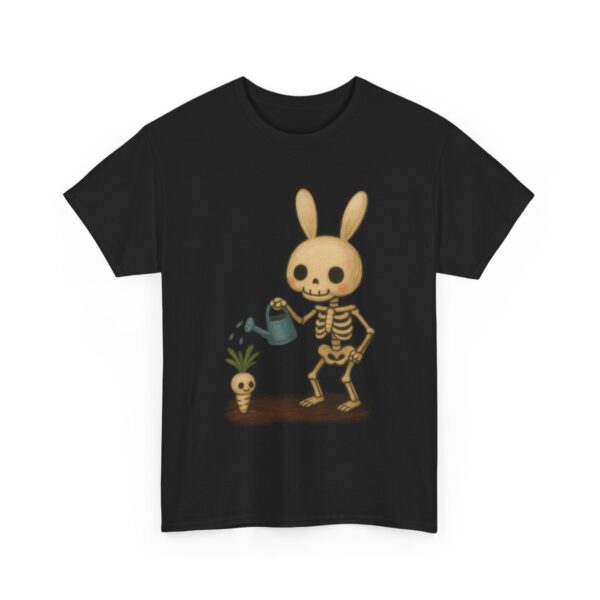 Cute Skeleton Bunny Watering Skeleton Carrot Dark Aesthetic Unisex Heavy Cotton Tee