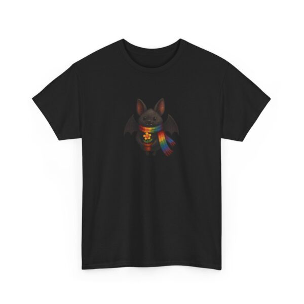 Bat Wearing Rainbow Scarf Cute Dark Aesthetic Unisex Heavy Cotton Tee
