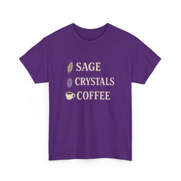 Sage Crystals Coffee Witch Lifestyle Alternative Vibes Design Unisex Heavy Cotton Tee - Image 3