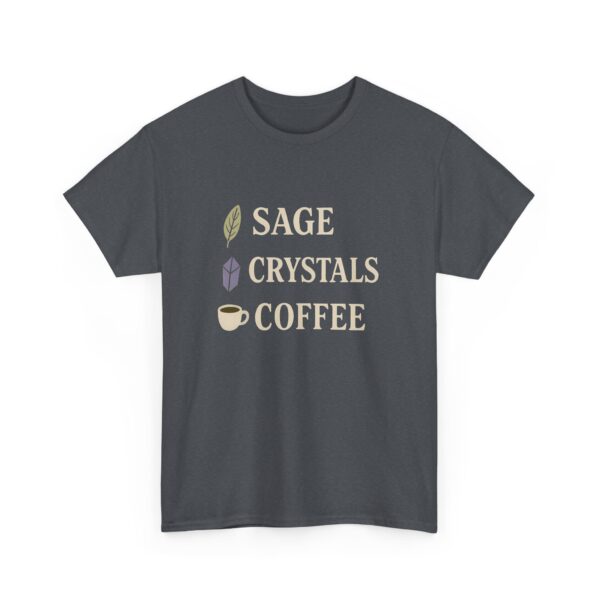Sage Crystals Coffee Witch Lifestyle Alternative Vibes Design Unisex Heavy Cotton Tee - Image 2