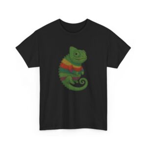 Rainbow Sweater Chameleon – Funny Cute Reptile Art Unisex Heavy Cotton Tee