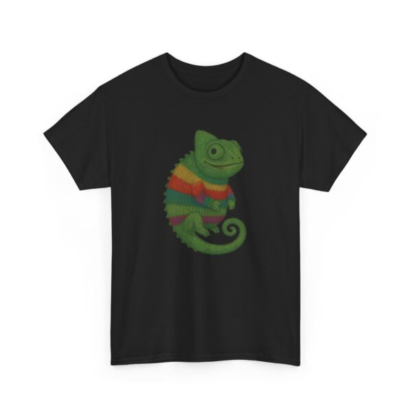 Rainbow Sweater Chameleon – Funny Cute Reptile Art Unisex Heavy Cotton Tee