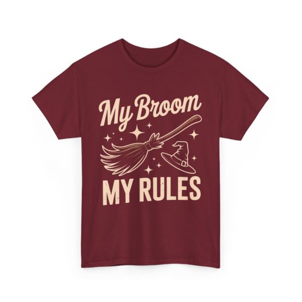 My Broom My Rules Witch Humor Hat Broomstick Stars Unisex Heavy Cotton Tee - Image 7