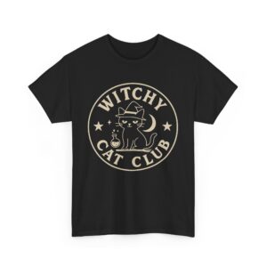 Witchy Cat Club Funny Witch Humor Cat Lover Aesthetic Design Unisex Heavy Cotton Tee