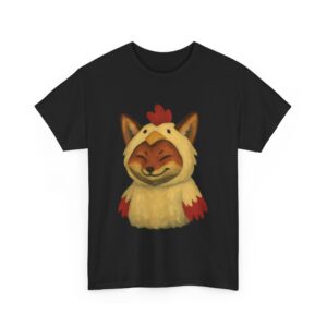Cute Fox Wearing Chicken Costume Funny Animal Art Unisex Heavy Cotton Tee
