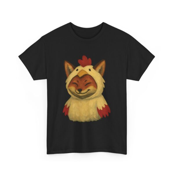Cute Fox Wearing Chicken Costume Funny Animal Art Unisex Heavy Cotton Tee