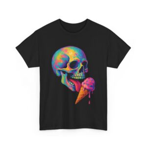 Candy Skull Licking Ice Cream Cute Dark Aesthetic Unisex Heavy Cotton Tee