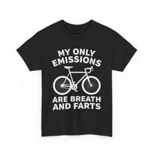Funny Cyclist Design Breath Farts Carbon Emissions Joke Unisex Heavy Cotton Tee