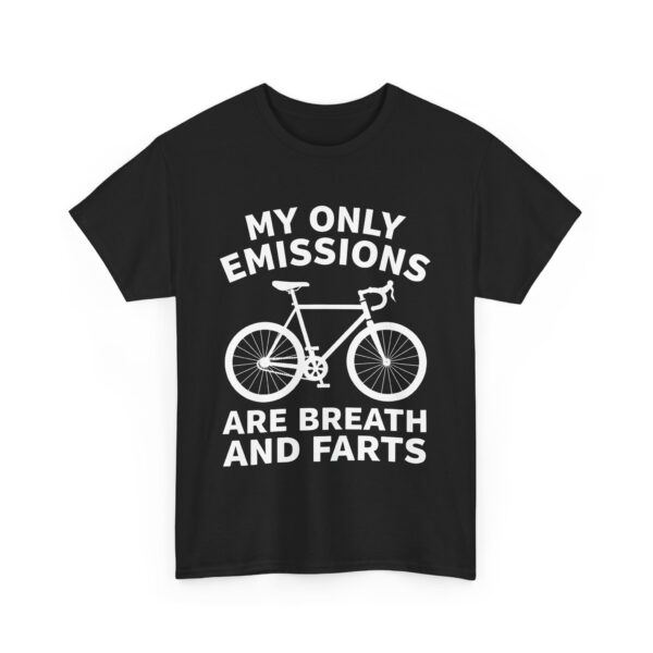 Funny Cyclist Design Breath Farts Carbon Emissions Joke Unisex Heavy Cotton Tee