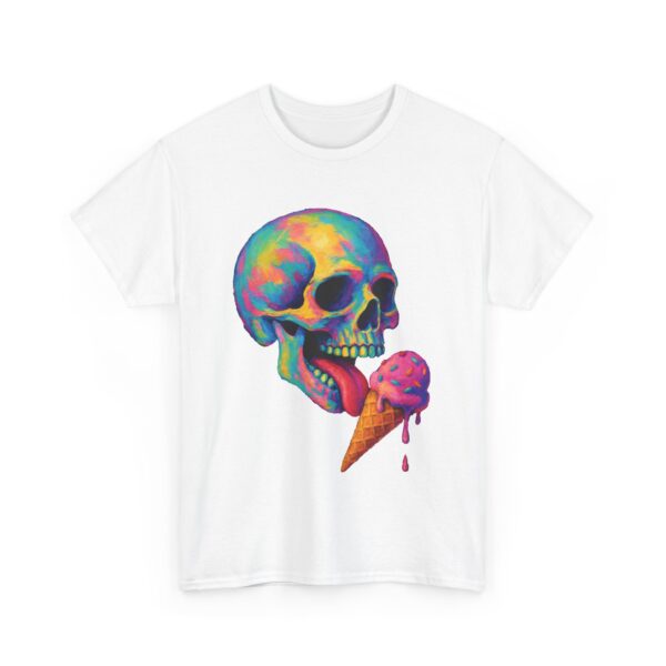 Candy Skull Licking Ice Cream Cute Dark Aesthetic Unisex Heavy Cotton Tee - Image 3