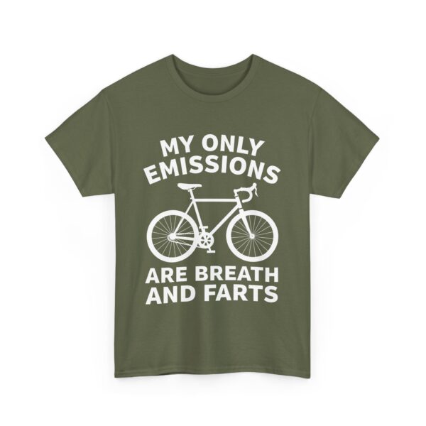 Funny Cyclist Design Breath Farts Carbon Emissions Joke Unisex Heavy Cotton Tee - Image 3