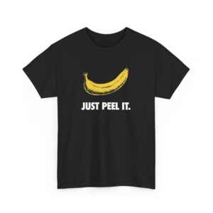 Funny Minimal Banana Just Peel It Nike Parody Stencil Art Humor Design Unisex Heavy Cotton Tee