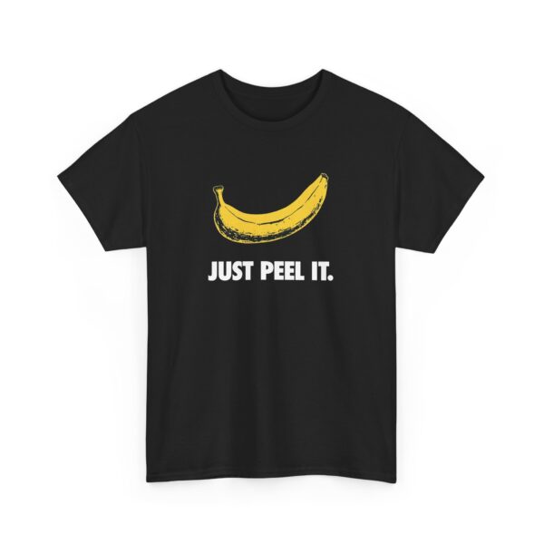 Funny Minimal Banana Just Peel It Nike Parody Stencil Art Humor Design Unisex Heavy Cotton Tee