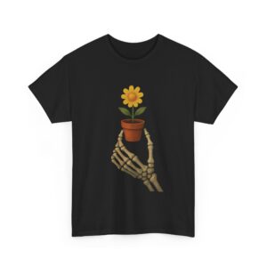 Skeleton Hand with Flower Cute Dark Aesthetic Unisex Heavy Cotton Tee