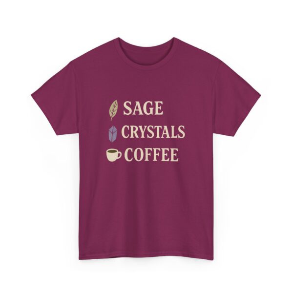 Sage Crystals Coffee Witch Lifestyle Alternative Vibes Design Unisex Heavy Cotton Tee - Image 4