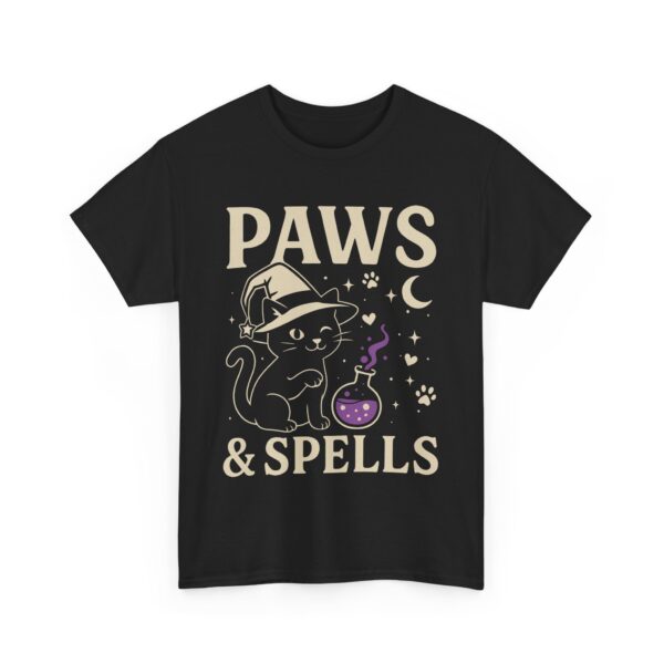 Paws & Spells Witch Cat Humor Alternative Aesthetic Design Unisex Heavy Cotton Tee