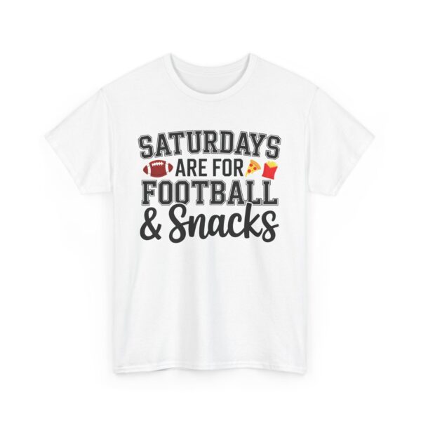 Saturdays Are for Football and Snacks Funny Weekend Game Unisex Heavy Cotton Tee - Image 2