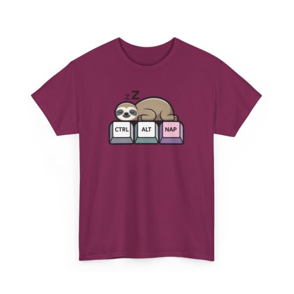 Ctrl + Alt + Nap + Sloth Funny Work From Home Tech Cartoon Unisex Heavy Cotton Tee - Image 5