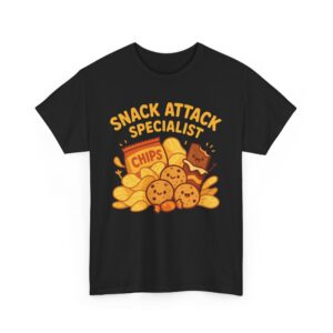 Snack Attack Specialist Funny Cartoon Food Lover Unisex Heavy Cotton Tee