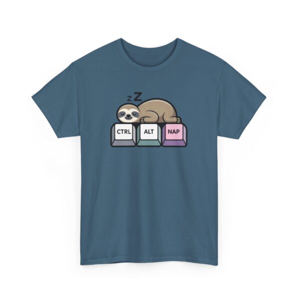 Ctrl + Alt + Nap + Sloth Funny Work From Home Tech Cartoon Unisex Heavy Cotton Tee - Image 3