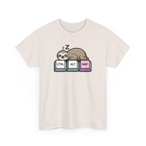 Ctrl + Alt + Nap + Sloth Funny Work From Home Tech Cartoon Unisex Heavy Cotton Tee - Image 2
