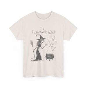 The Homework Witch Spooky Teacher Doodle Halloween Aesthetic Unisex Heavy Cotton Tee