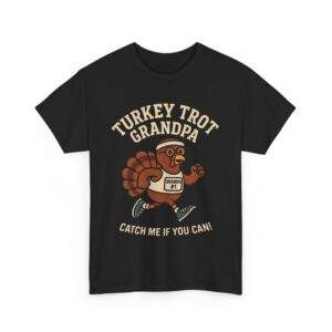 Funny Thanksgiving Turkey Trot Grandpa Running Humor Unisex Heavy Cotton Tee