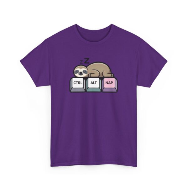 Ctrl + Alt + Nap + Sloth Funny Work From Home Tech Cartoon Unisex Heavy Cotton Tee - Image 8