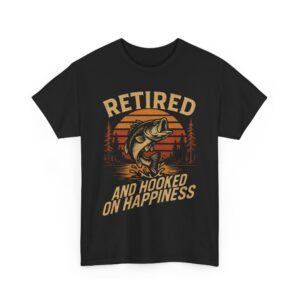 Retired and Hooked on Happiness Fishing Unisex Heavy Cotton Tee