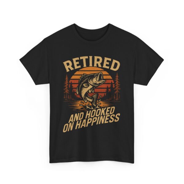 Retired and Hooked on Happiness Fishing Unisex Heavy Cotton Tee
