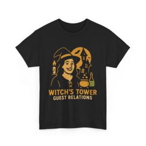 Witch’s Tower Guest Relations Funny Halloween Unisex Heavy Cotton Tee