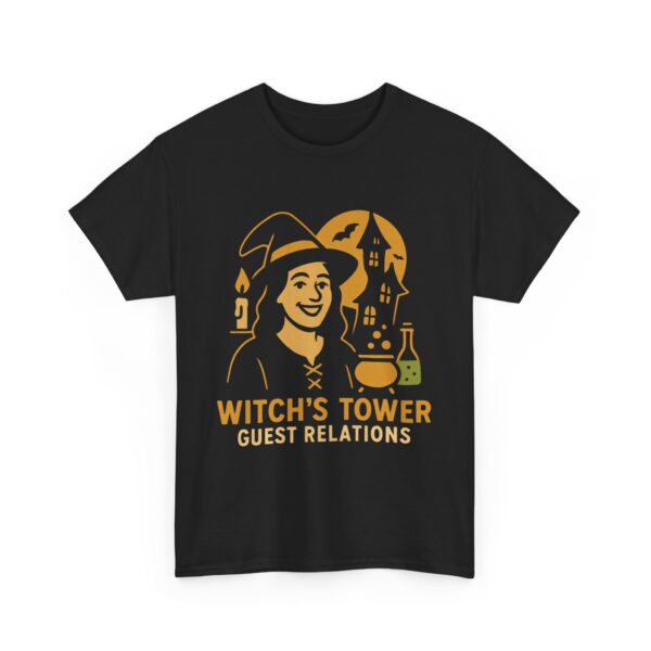 Witch’s Tower Guest Relations Funny Halloween Unisex Heavy Cotton Tee