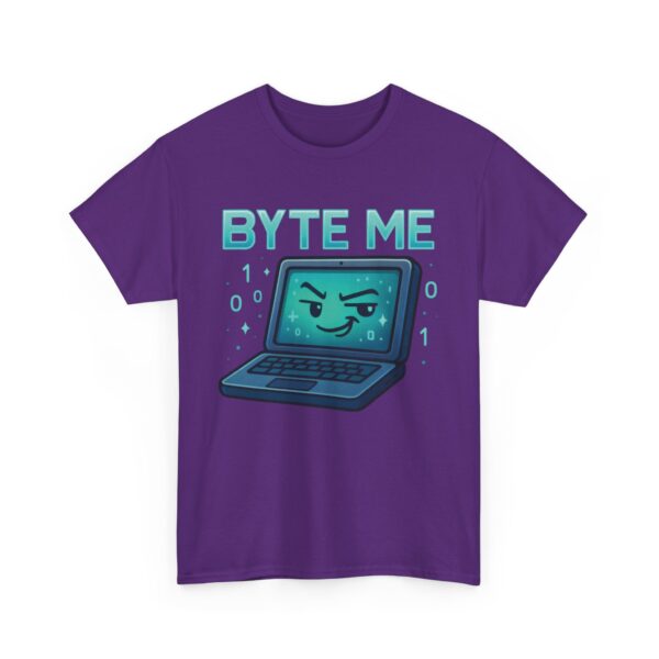Byte Me Cute Tech Cartoon Programmer Humor Unisex Heavy Cotton Tee - Image 2