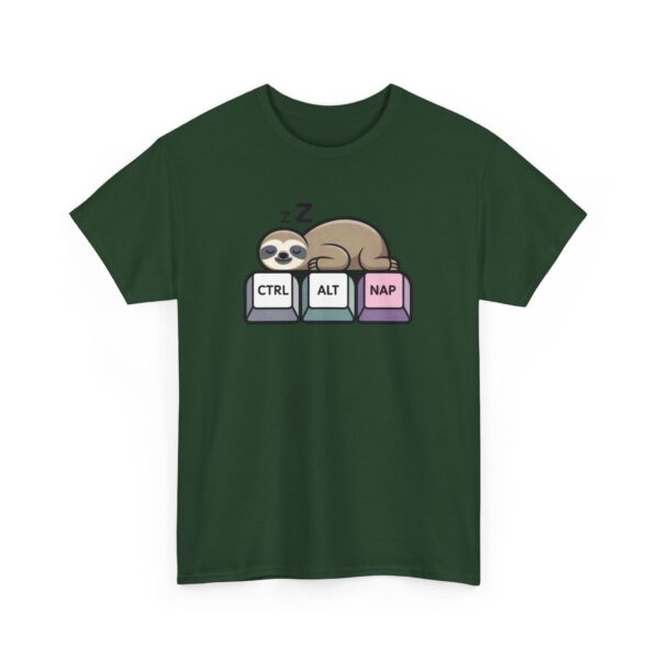 Ctrl + Alt + Nap + Sloth Funny Work From Home Tech Cartoon Unisex Heavy Cotton Tee - Image 6