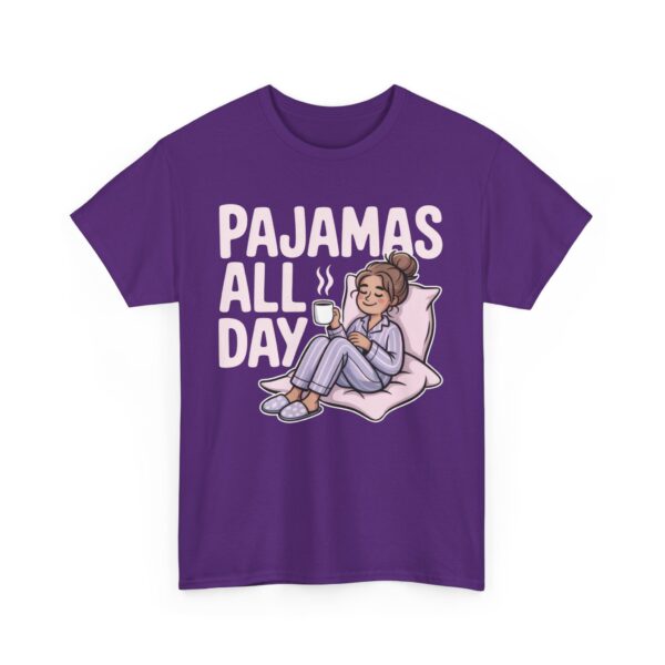Pajamas All Day Funny Cozy Weekend Relaxation Unisex Heavy Cotton Tee - Image 2