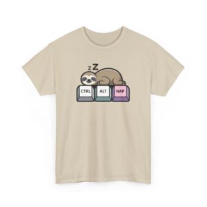 Ctrl + Alt + Nap + Sloth Funny Work From Home Tech Cartoon Unisex Heavy Cotton Tee