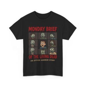 Monday Brief of the Living Dead | Funny Work Horror Video Call Grid Unisex Heavy Cotton Tee