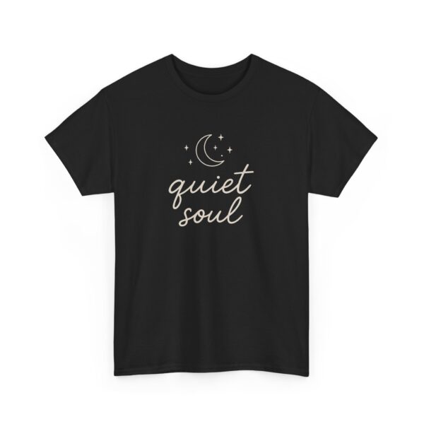 Quiet Soul Crescent Moon & Stars Unisex Tee, Freethinker Dreamer Yoga Philosopher Gift, Calligraphic Letter Art Shirt, Meditation Mindful - Image 2
