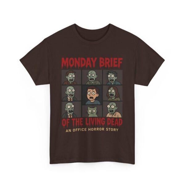 Monday Brief of the Living Dead | Funny Work Horror Video Call Grid Unisex Heavy Cotton Tee - Image 2