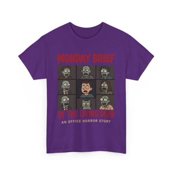 Monday Brief of the Living Dead | Funny Work Horror Video Call Grid Unisex Heavy Cotton Tee - Image 4