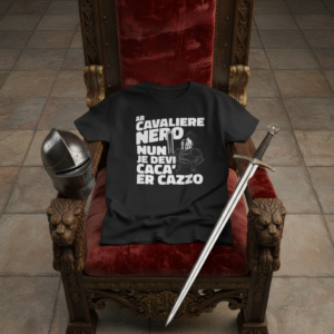 Ar Cavaliere Nero nun je devi caca' er cazzo funny letter art crusader design Unisex Heavy Cotton Tee