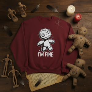 I'm Fine Voodoo Doll - Ragdoll Macabre Humor Gothic Design Unisex Unisex Heavy Blend™ Crewneck Sweatshirt