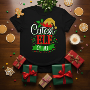 Cutest Elf of All Holiday Design Red & Green Christmas Festive Humor Unisex Heavy Cotton Tee
